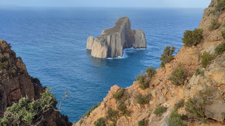 Pan di Zucchero rock seen from the Porto Flavia fossil canal