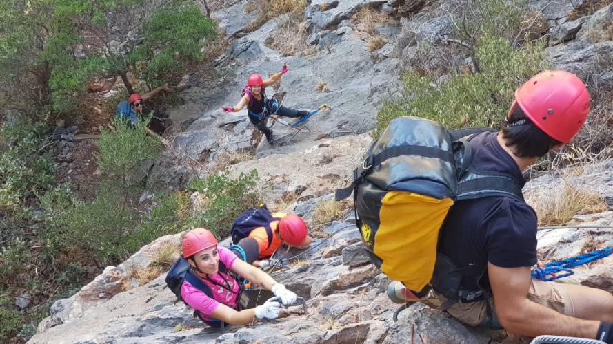 People on the Via Ferrata di Gutturu Xeu in Iglesias