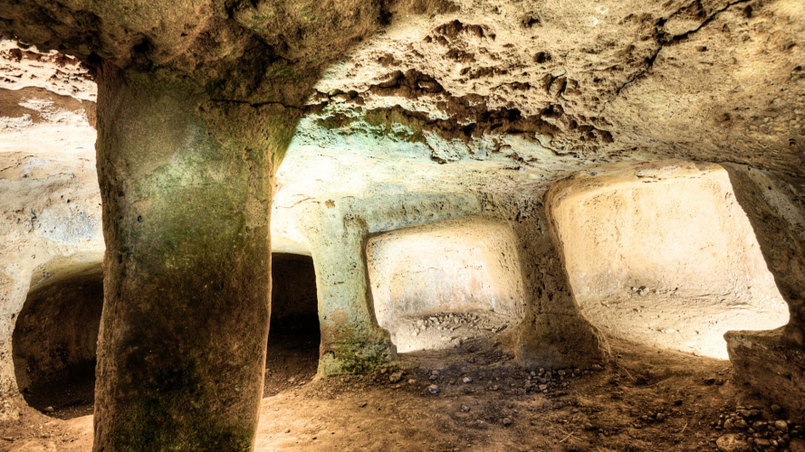 Interior of a domus de janas to visit in the Alghero area
