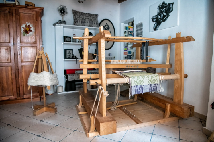 Traditional loom for making a Sardinian carpet in Villacidro