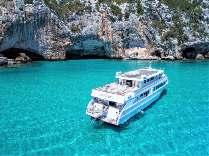 Motor ship in the Gulf of Orosei