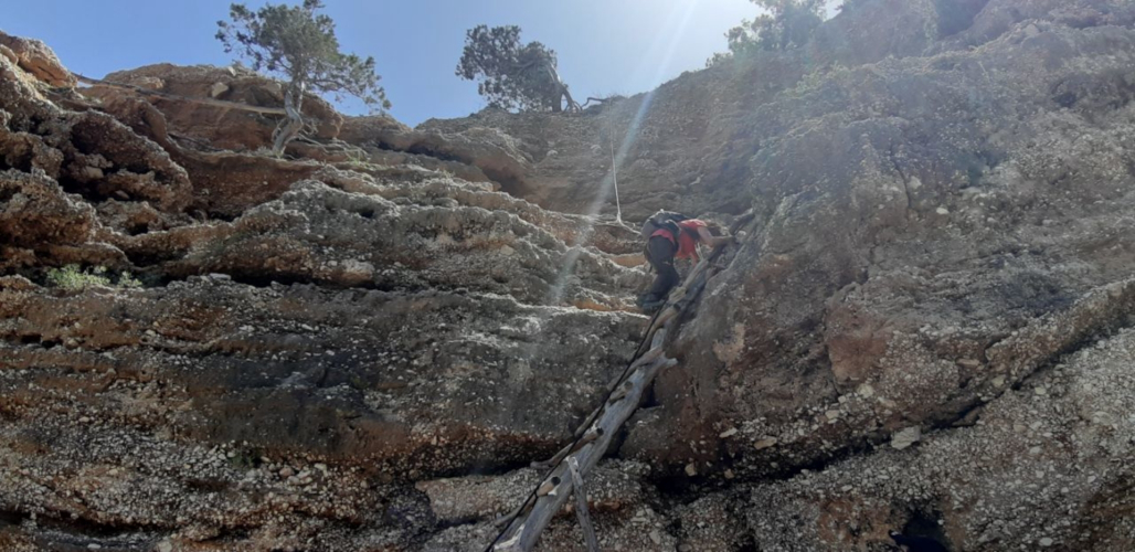 trekking route or path with a view of the Cala Mariolu beach