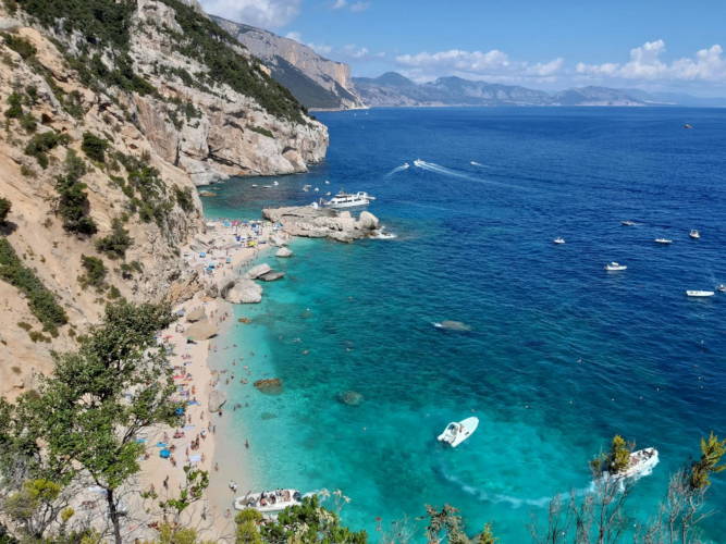 Panoramic view of Cala Mariolu with its crystal clear turquoise waters