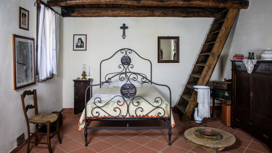 Ancient wrought iron bed in the museum