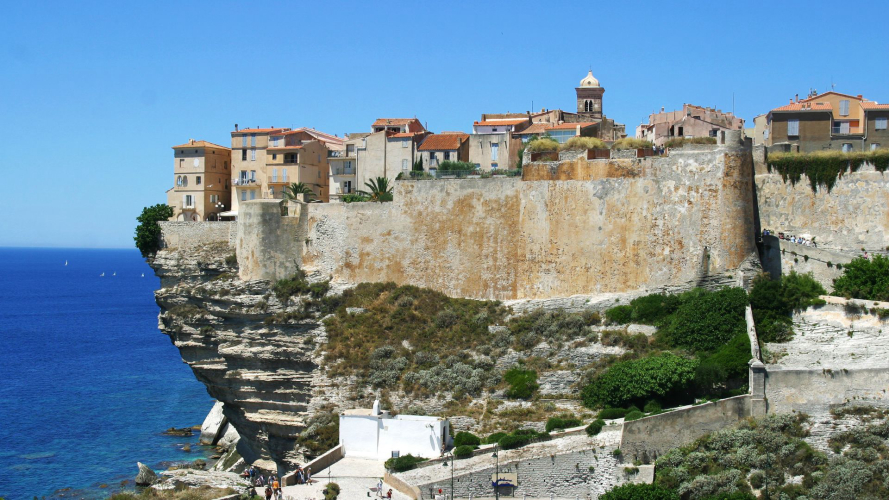City of Bonifacio in the south of the southern coast of Corsica