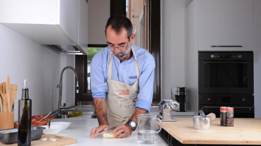 Preparación de la masa durante el taller de Cagliari