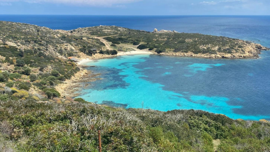 Aperçu de l'Asinara vu depuis le hors-piste pendant le circuit entre mer et rochers