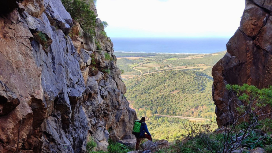 Person admires the view during the dry canyoning experience