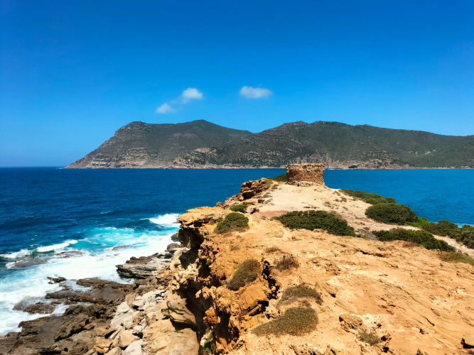 Die felsige Küste von Alghero mit aragonesischen Türmen