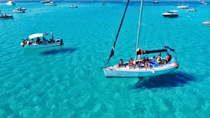 Crystal clear waters of Pelosa Stintino in northern Sardinia