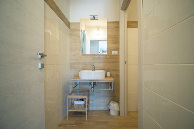 Badezimmer des Surf House in Buggerru