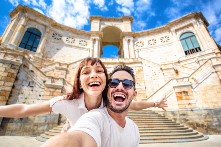 Selfie durante la caccia al tesoro a Cagliari