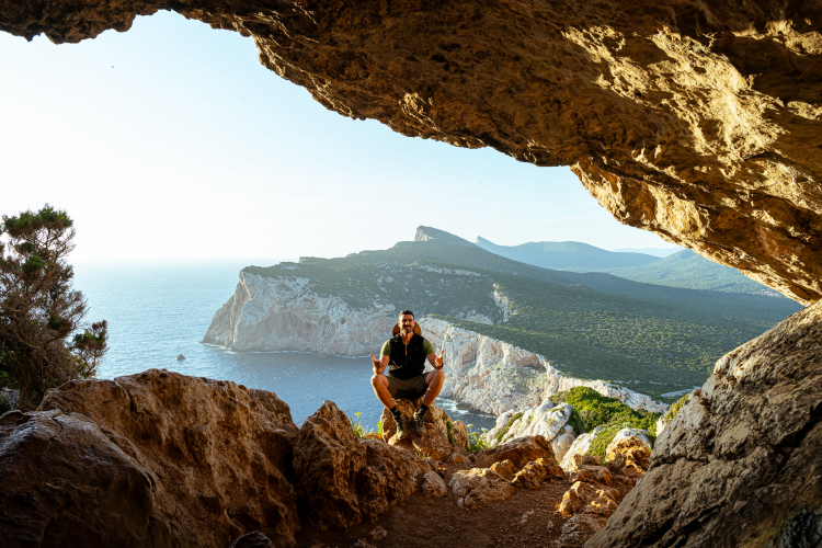 Panoramic view from the Grotta dei Vasi Rotti (Cave of Broken Pots) in Alghero