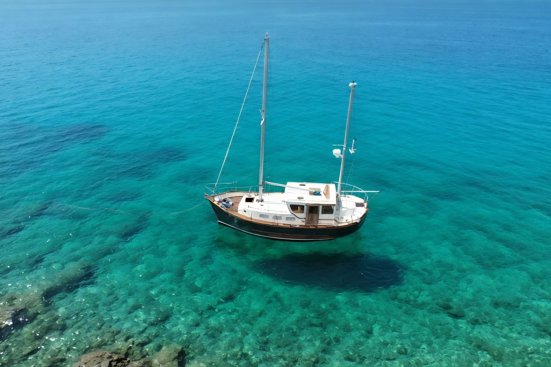 Un voilier d'époque navigue parmi les îles de l'archipel de La Maddalena