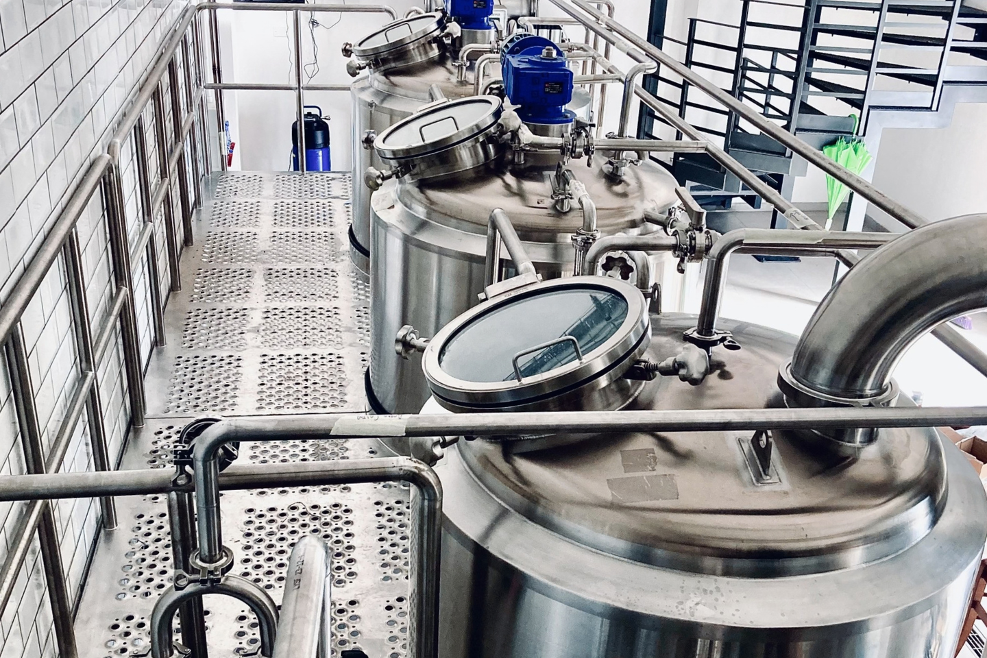 Beer production room in the Perfugas craft brewery