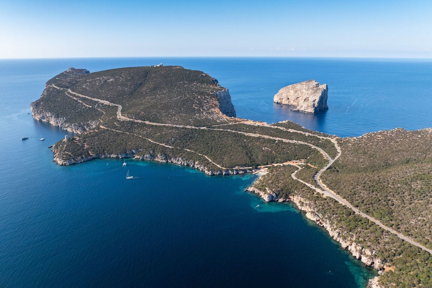 Aerial view of the promontory of Capo Caccia, Alghero